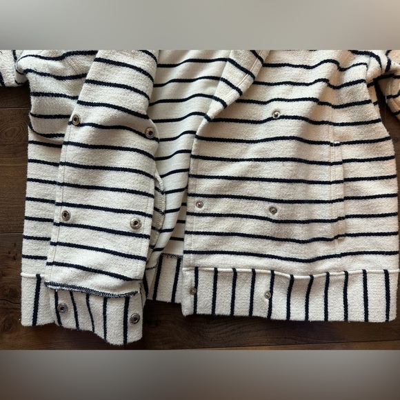 LOFT Striped Snap Front Jacket Small Cotton Moto Style - Picture 5 of 6